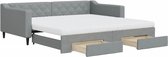 vidaXL - Slaapbank - onderschuifbed - en - lades - 100x200 - cm - stof - lichtgrijs