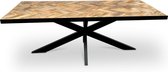 Combi Meubels - Eettafel - 160cm x 90cm - Mangohout - Visgraat - Rechthoekig - Naturel - Kruispoot