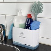 Spoelbakorganizer - Houderorganisatieset voor keukenopslag en -organisatie - Keuken- en spoelbakorganizer - Grijs & Wit - 19,5 x 13,5 x 10 cm