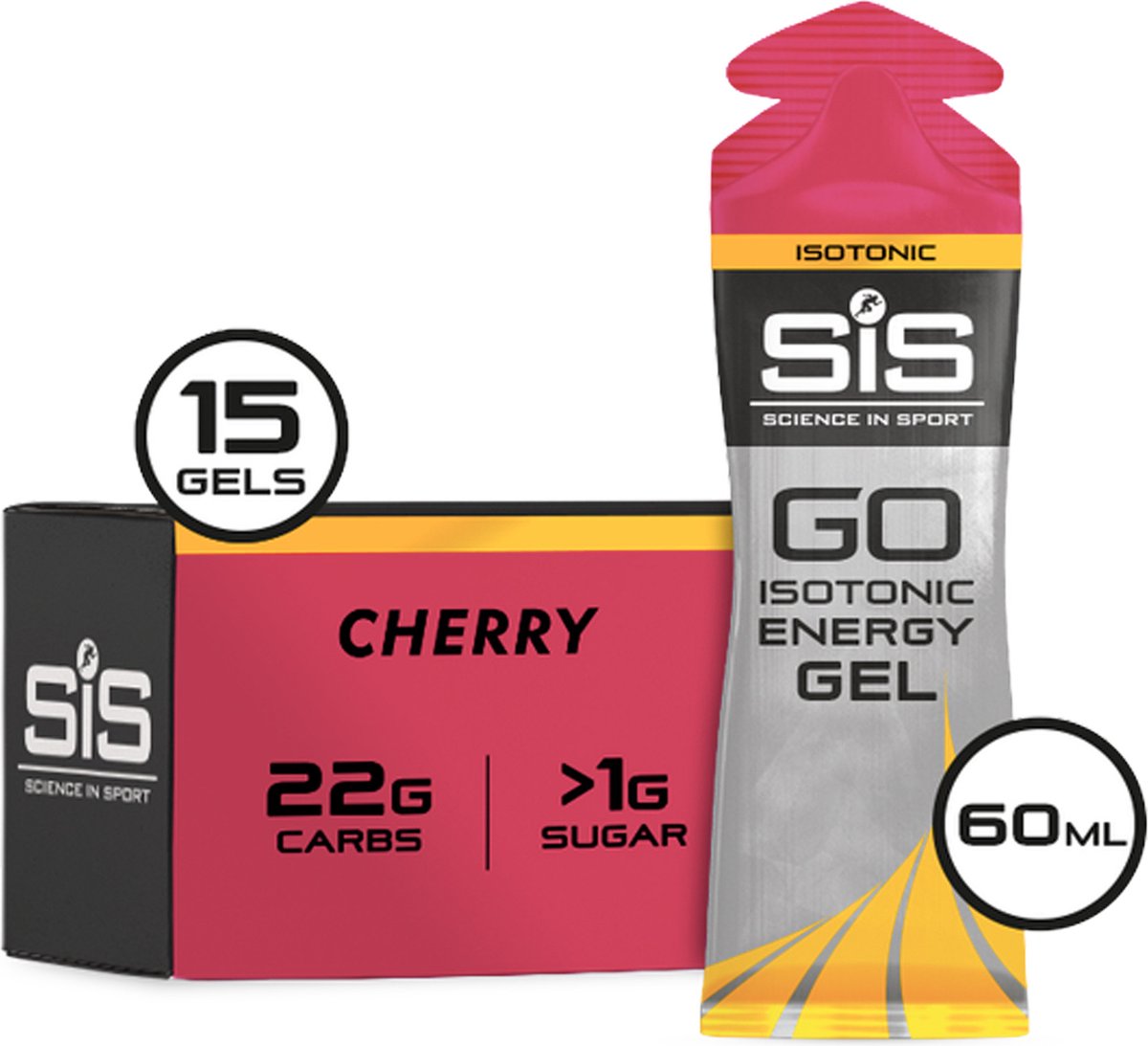 Science in Sport - SiS Go Isotonic Energygel - Energie gel - Isotone Sportgel - Cherry Smaak - 15 x 60ml
