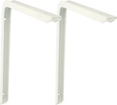 AMIG Plankdrager/planksteun - 2x - aluminium - gelakt wit - H300 x B200 mm - max gewicht 30 kg - boekenplank steunen