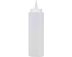 Doseerfles/knijpfles met schenktuit - transparant - kunststof - 400 ml/40 cl/0,4 liter