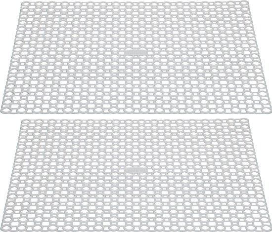 Whitefurze Gootsteenmat/spoelbakmat - 2x - wit - kunststof - 35 x 35 cm - afdruipmat