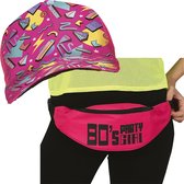 Foute 80s/90s party verkleed set - dames - retro pet en heuptasje - jaren 80/90 verkleed accessoires