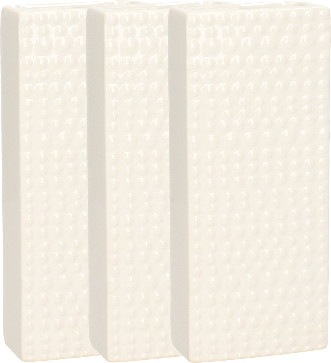Gerimport Waterverdamper - 3x - creme wit - keramiek - 400 ml - radiatorbak luchtbevochtiger - 7,4 x 17,7 cm