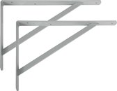 AMIG Plankdrager/planksteun van metaal - 2x - gelakt grijs - H250 x B200 mm - boekenplank steunen - tot 320 kg