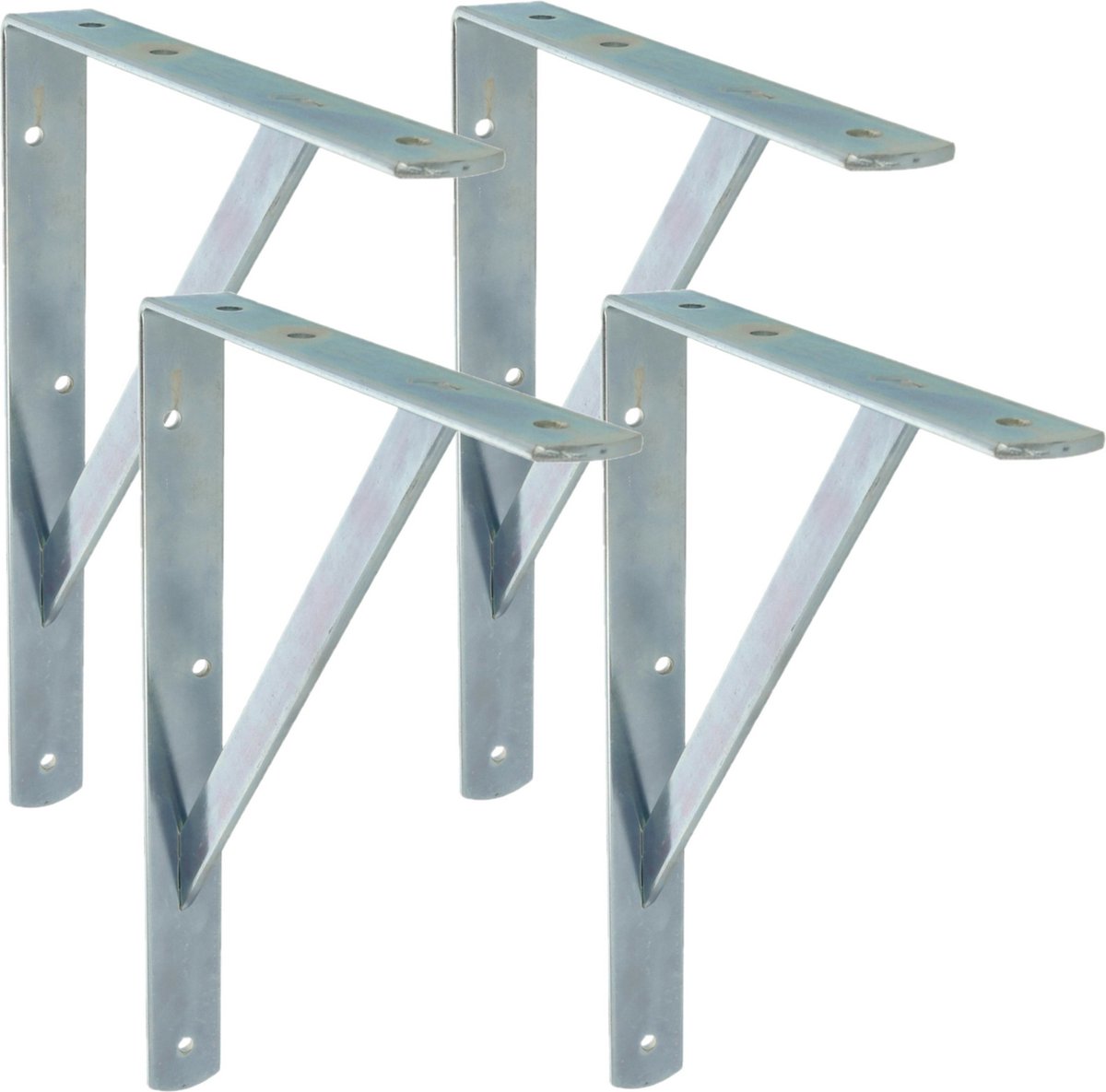 AMIG Plankdrager planksteun van metaal 4x gelakt zilver H600 x B375 mm boekenplank steunen tot 150 kg
