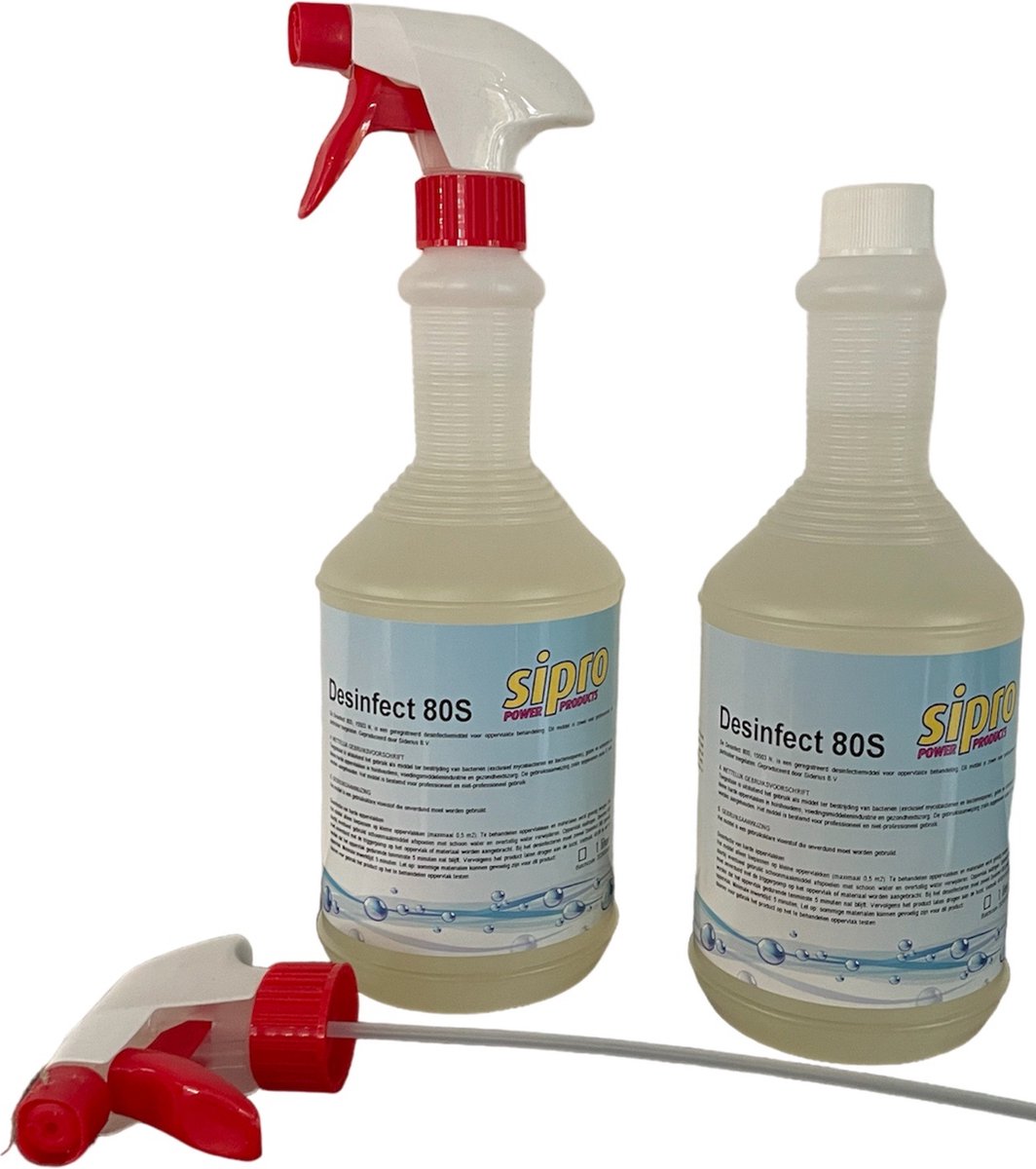 Goedkoopste Sipro - Desinfectiespray 80S - 80 ethanol - 1ltr - mét certificaat!