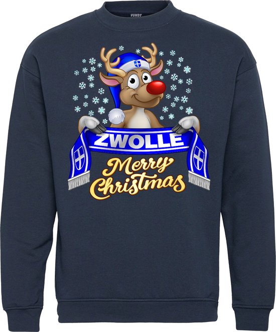 Kersttrui Zwolle | Foute Kersttrui Dames Heren | Kerstcadeau | Pec Zwolle supporter | Navy | maat 104/116