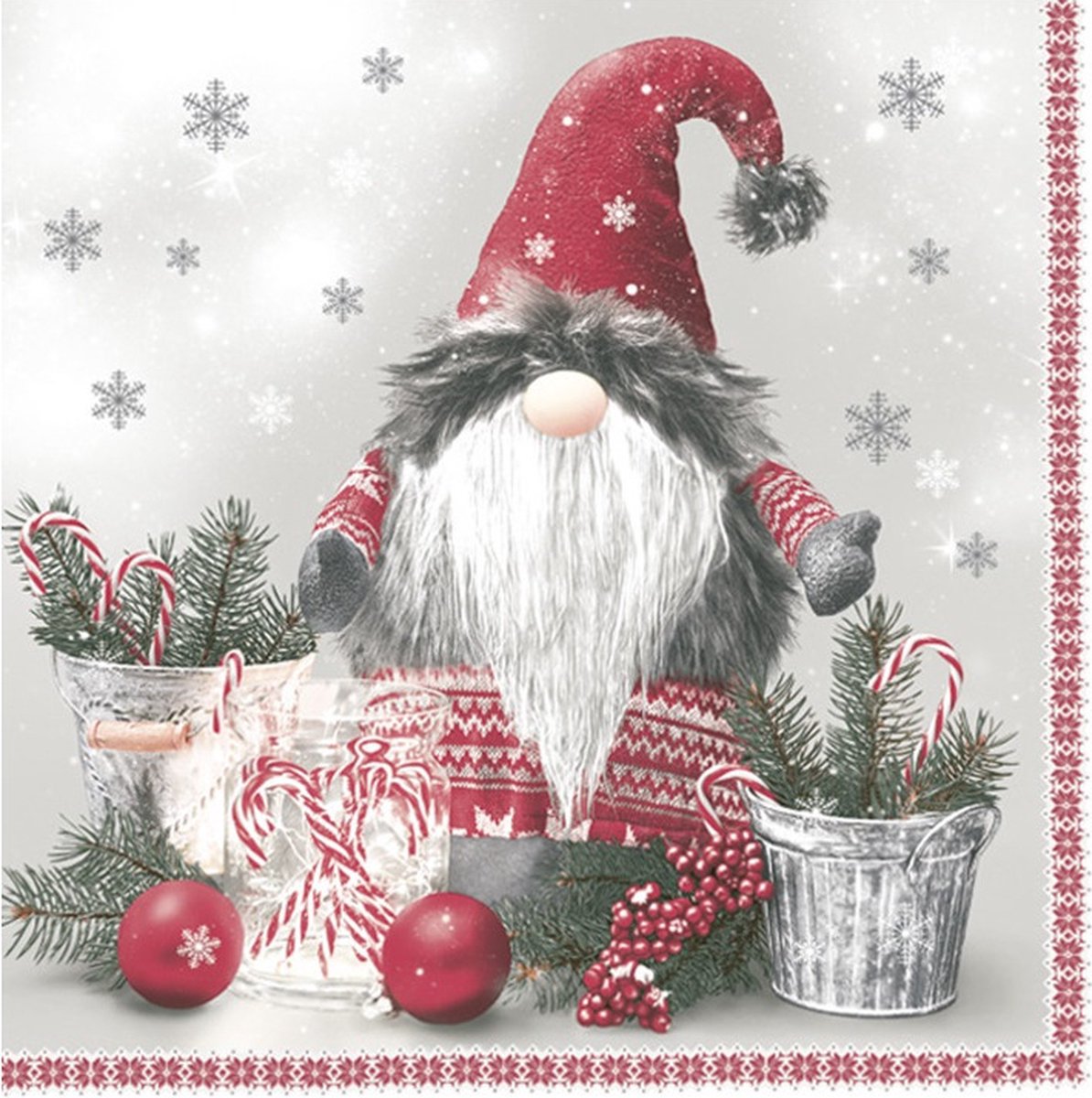 Maki kerst thema servetten - 20x st - 33 x 33 cm - gnoom - papier