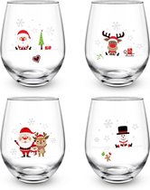 Grote Kerstwijnglas, Kerstwijnglazen, Set van 4, Glühweinglas, Goedkoop, Kersttafelgerei Set, Wijnglas, Kerstset, Cadeau, 520 ml