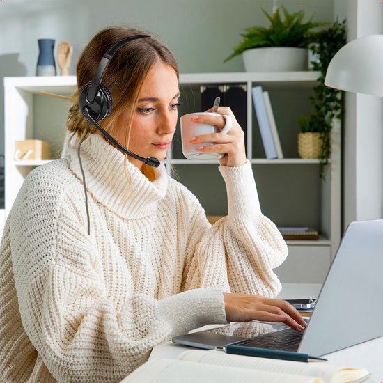 EKSA H12 Computerheadset met microfoon, 3,5 mm bedrade hoofdtelefoon met kristalgeluid, met volume- en dempbediening, voor pc/Mac/laptop, comfortabele pasvorm voor thuis/kantoor/leren op afstand