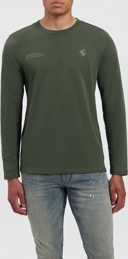 Purewhite - Heren Regular fit T-shirts Crewneck LS - Forest Green - Maat XXL