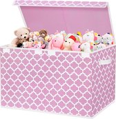Opbergbox à jouets avec couvercle pour chambre d'enfant, 83 L, grand parc de rangement pliable avec Poignées séparatrices pour chambre d'enfant, Vêtements, Boeken, chambre à coucher (62 x 33 x 40 cm, rose)