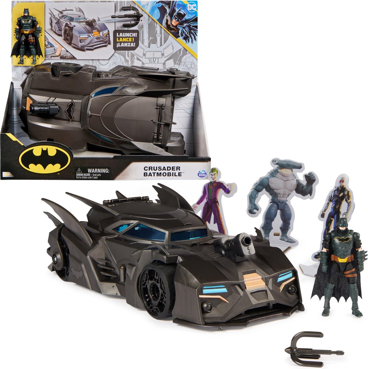 DC Comics - Ensemble de jeu Crusader Batmobile avec une figurine Batman  unique de 10,2
