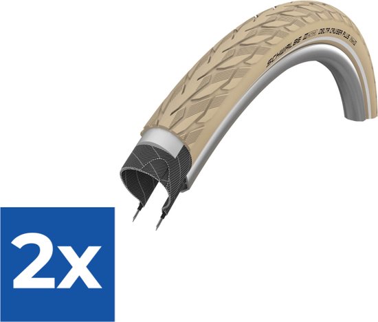 Schwalbe Buitenband - Delta Cruiser Plus - 28 inch x 1 1/2 - Creme Reflecterend - Voordeelverpakking 2 stuks