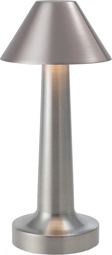 Qaan Living Tafellamp op batterijen - Oplaadbaar en dimbaar - Touch bediening - Moderne lamp - Zilver - Nachtlamp draadloos - Nachtlamp oplaadbaar