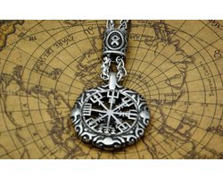 [Two Ravens] Viking Kompas Ketting - Zwarte zon Ketting - Zonneketting - Viking Sieraden - Vegvisir Amulet - Vegvisir Hanger - Asatru - Noorse Mythologie - Talisman - Paganism