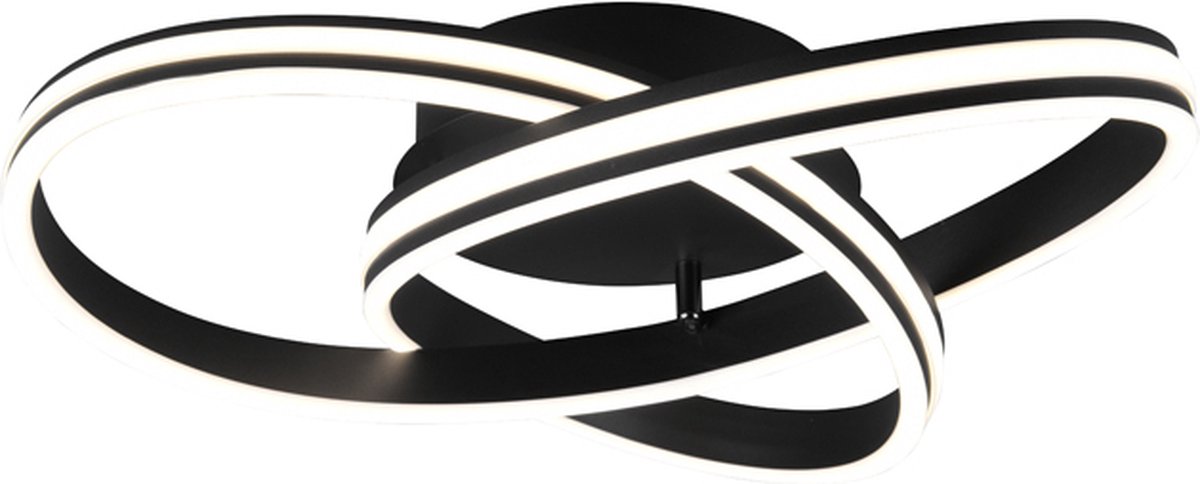 TRIO nuria - plafondlamp - zwart mat - incl. 1x smd 58w - dimbaar met schakelaar - plafondbevestiging - dip - schakelaar