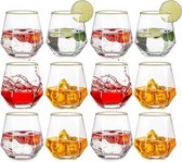 whiskey glazen set - horeca, stijlvolle kristallook, voor bar, cocktails, transparent 12