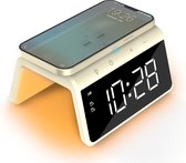 Wekker numérique Caliber - Wekker avec chargeur sans fil - Lumière de réveil - Klok numérique - Intensité variable - Deux alarmes - Convient comme réveil pour enfants - Lampe de nuit - Couleur Jaune (HCG019QI-YE)