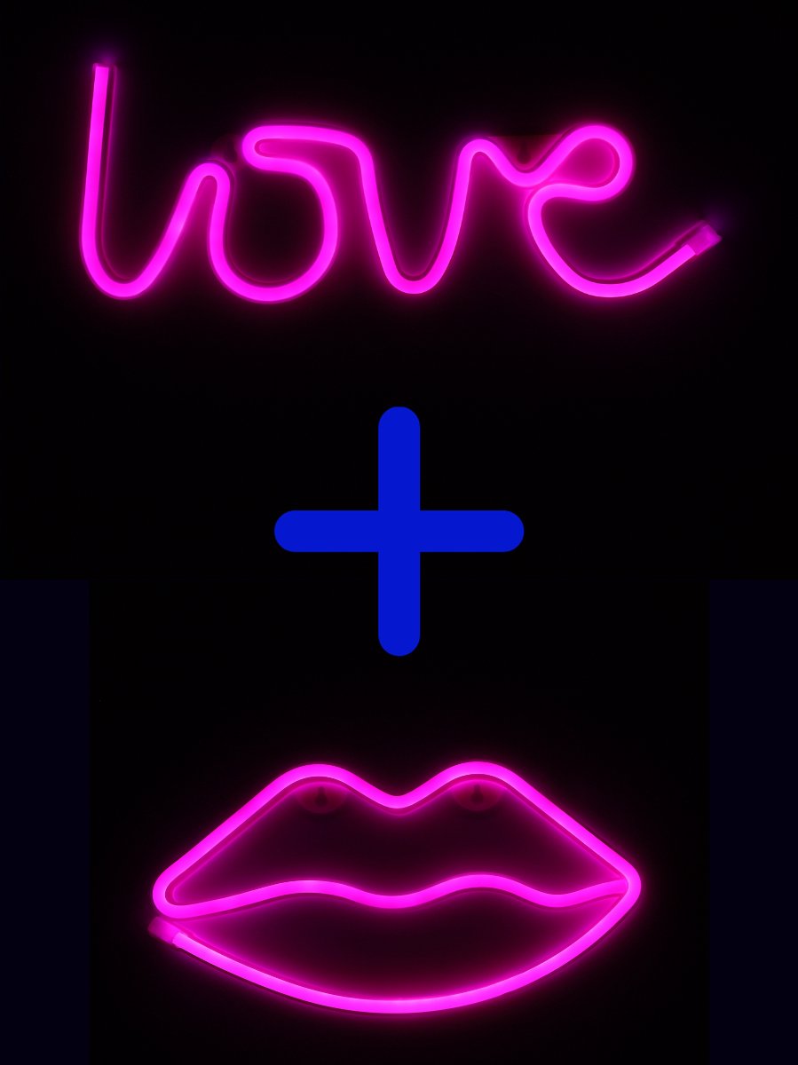 Ydemanne Neon Lamp Love Roze + lippen Roze Incl. 6 Batterijen Neon Verlichting Neon Led Lamp Neon Wandlamp