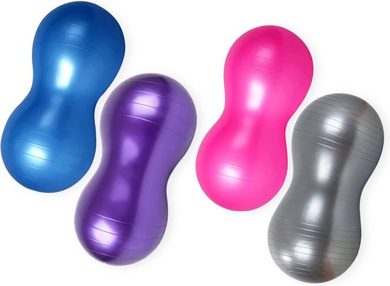 Padisport - Peanut Yoga Bal 90x45cm - zwangerschapsbal - yoga bal inclusief pomp - fitnessbal - pilates bal - yoga bal zilver - yoga bal 90 cm - yoga - fitness - zilver van Padisport — afbeelding 3