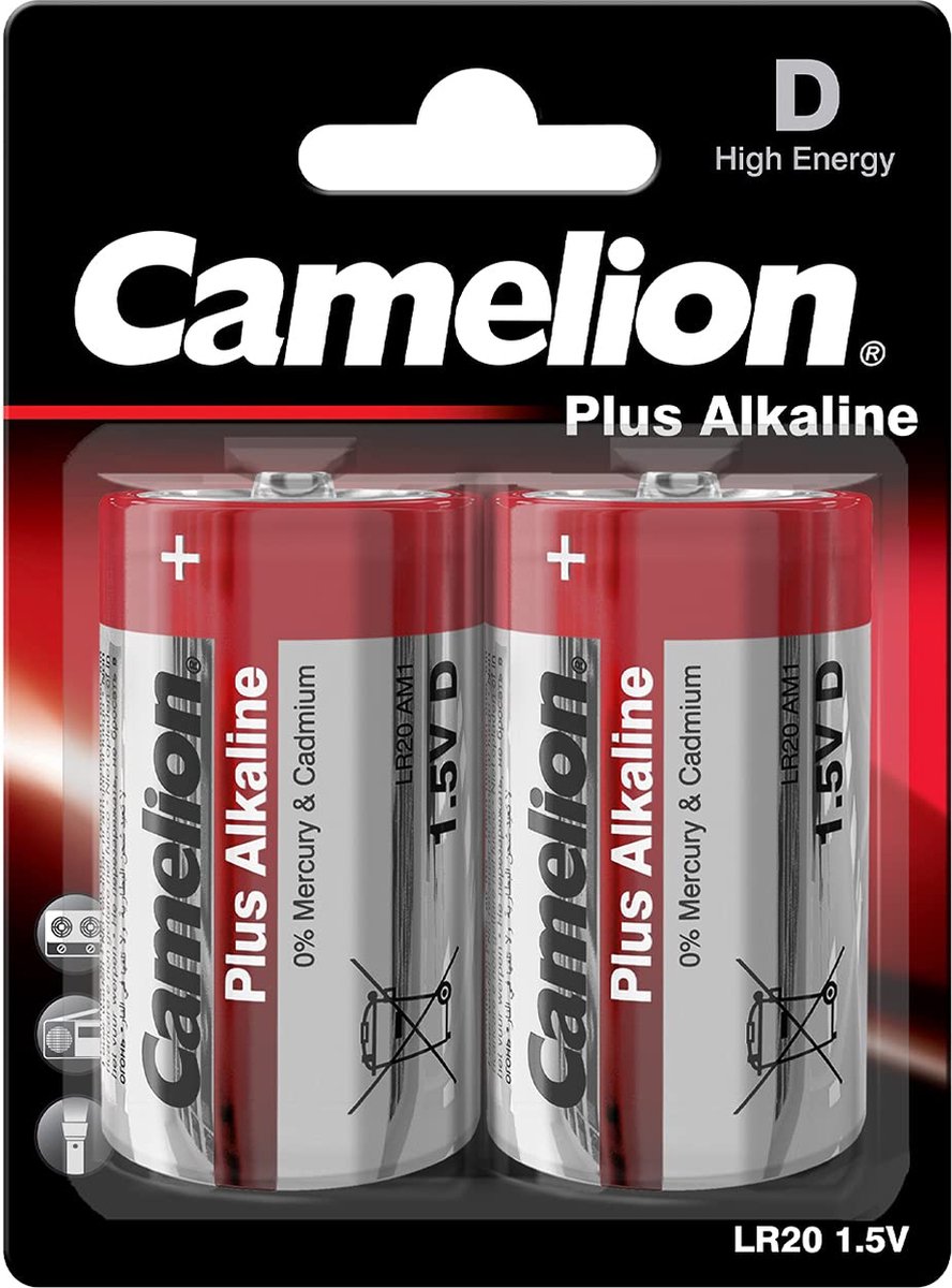 Camelion LR20-BP2 Plus Alkaline Batterijen 1.5V 2 Stuks