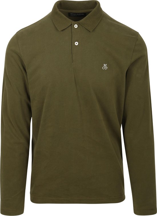 Marc O'Polo - Poloshirt Lange Mouwen Groen - Modern-fit - Heren Poloshirt Maat M