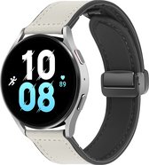 MNCdigi - Leather Silicone hybride band - 22 MM - Wit - Smartwatchband voor Samsung Galaxy Watch 3 45mm, Huawei Watch 4, 4 Pro, GT2 46mm, GT 2 Pro, GT 3 Pro, GT 2e, GT Active Watch, Watch 3, Watch 3 Pro, Watch GT Runner, GT3 46mm, Xiaomi Amazfit