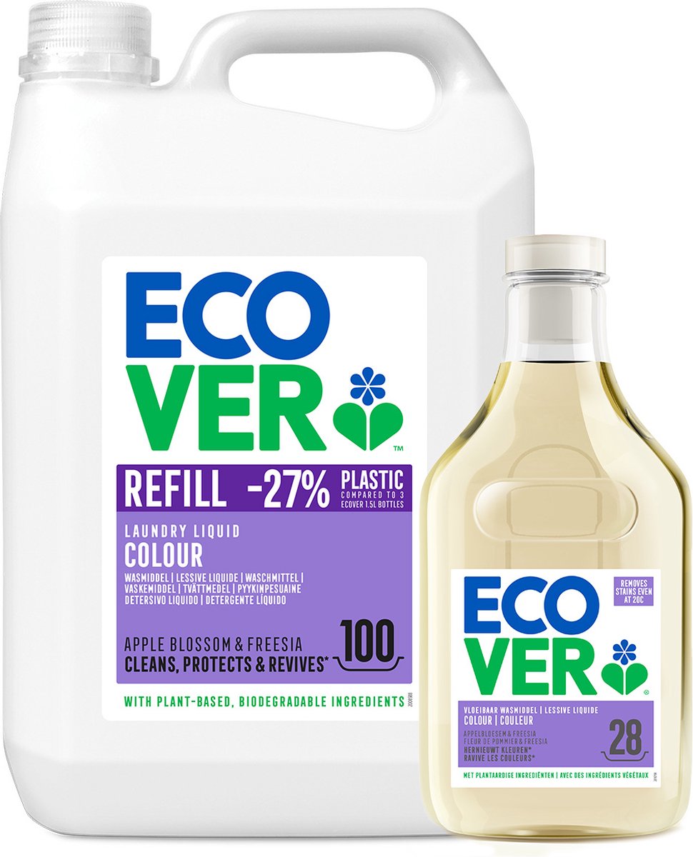 Goedkoopste Ecover Wasmiddel Voordeelverpakking Kleur 5L 1,43L - 128 Wasbeurten