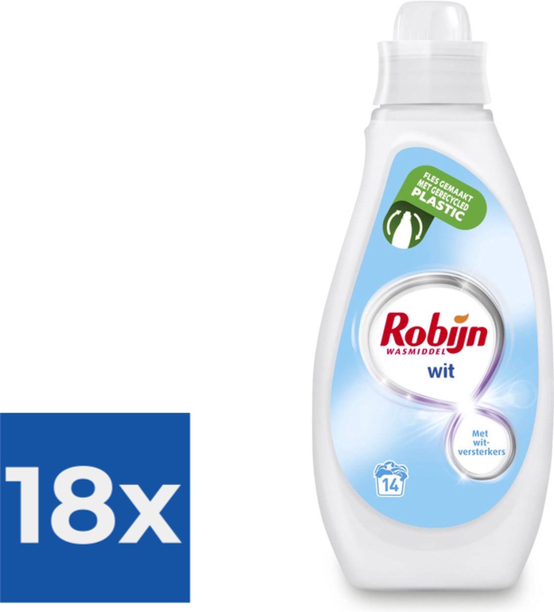 Goedkoopste Robijn Vloeibaar Wasmiddel - Wit - 18 x 14 wasbeurten - 18 x 700ML - Voordeelverpakking 18 stuks