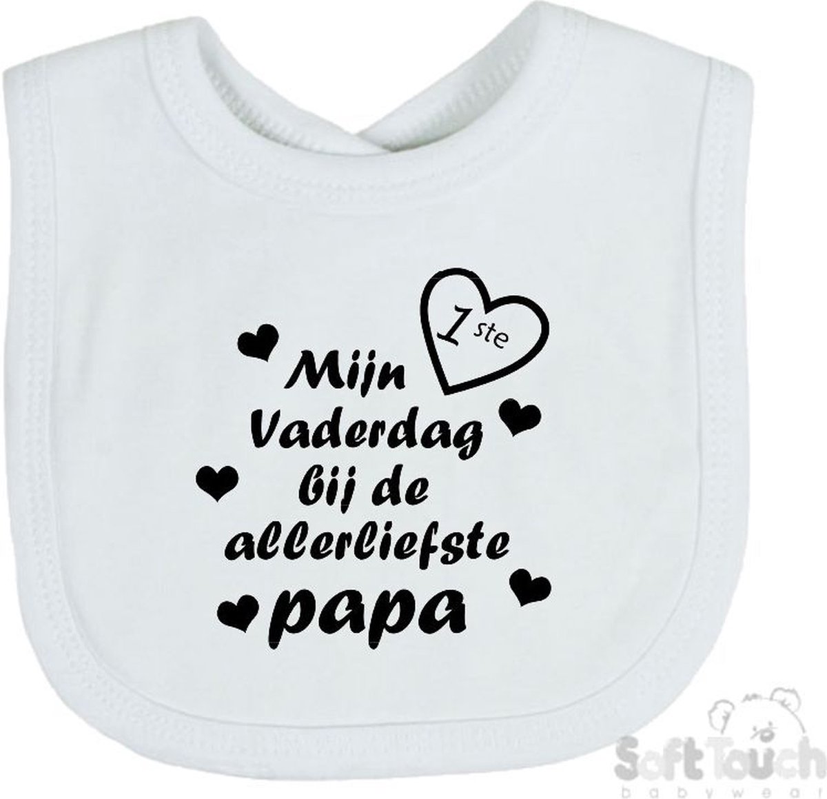 Goedkoopste Soft Touch Slabber Slabbetje Slab Mijn 1ste vaderdag bij de allerliefste papa Vaderdag Unisex Katoen Wit/zwart Maat 33x22 Cm