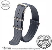 Stijlvolle 16mm Premium Nato "Grijs" Horlogeband: Ontdek de Vintage James Bond Look! Perfect voor Mannen, uit onze Exclusieve Nato Strap Collectie!