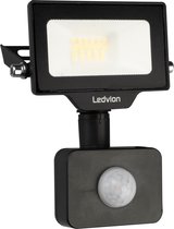 Ledvion LED Breedstraler met bewegingssensor, 10 Watt Osram LED Breedstraler, 6000K, 1100 lumen, IP44, Incl. Snelaansluiting & 2 jaar garantie