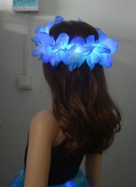 LED haarband blauw - Aan en uit knop - Hoofd versiering - Hawai - Feest - Festival - Krans - Bloem