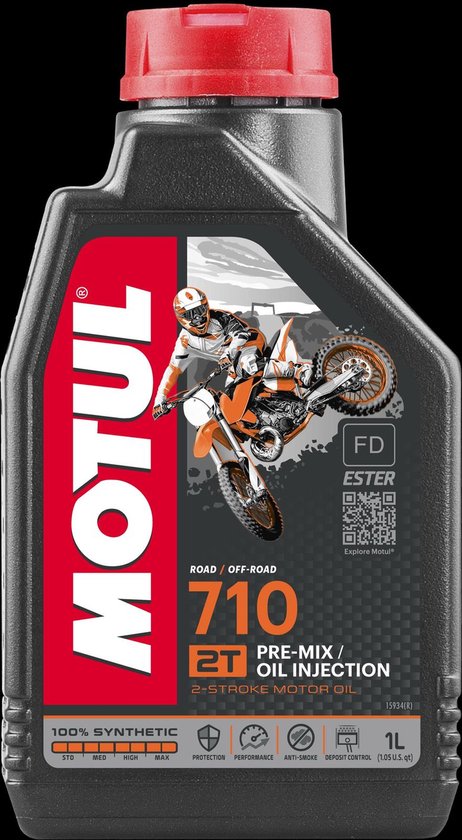 Motul 710 2T Full-Synthetic Oil Injection/Premix 2-Stroke Oil, 1 Liter, 104034