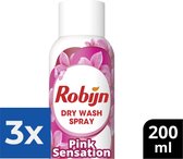 Robijn Pink Sensation Dry Wash Spray 200 ml - Voordeelverpakking 3 stuks