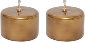 WInQ - Olielamp cilinder 10x10cm Goud - 2 Stuks - Ideale vervanging voor kaarsen incl. lont en trechter