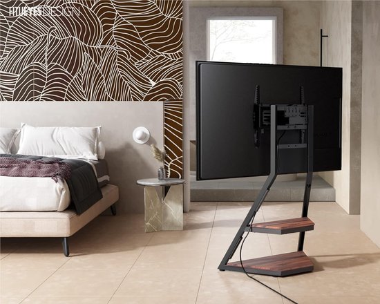 YOMT Mobiele tv-kar Rolling TV-standaard voor 13-50 inch schermen, kantel- en roterende montage, portret naar landschap, in hoogte verstelbare draagbare tv-standaard met wielen voor maximaal 45 lbs