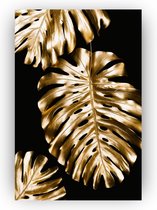 Poster gouden bladeren - Poster met goud - Planten poster - Bloemen poster - Bloemen en planten - Woonkamer posters - 50 x 75 cm