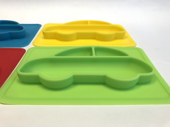 4x Placemat in verschillende kleuren motief auto in 3d |By TOOBS |Silicone placemat |Anti-slip |Leuk voor kinderen van $ — afbeelding 3