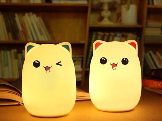Kindernachtlampje led - kitten - Zacht knuffelbaar materiaal - Nachtlamp kinderkamer van Merkloos — afbeelding 3