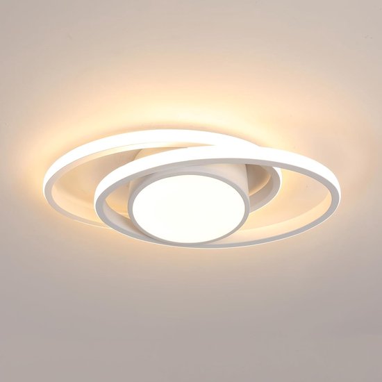 Style home Led-plafondlamp, 2 stuks, 36 W, van metaal, warm wit, 3000 K, 40 x 4 cm, ronde lamp voor woonkamer, slaapkamer, keuken, kantoor, hal, balkon (zwart