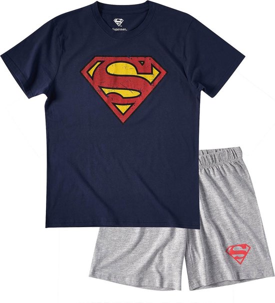 Superman Pyjama met korte mouw - marineblauw - Maat M | bol.com
