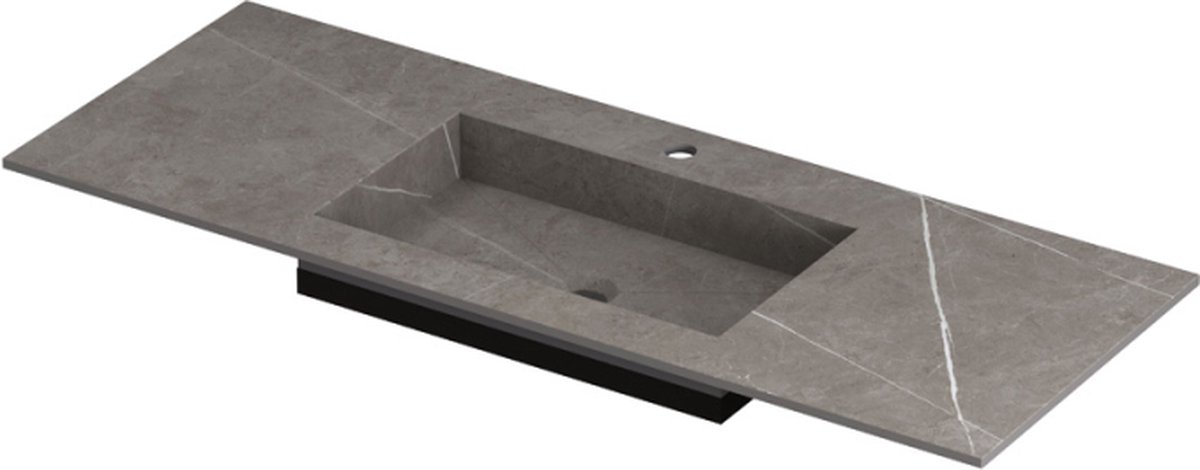 INK Post wastafel in keramische slab met envelop bodem wasbak midden met 1 kraangat, 120x45x1cm, armani grey mat