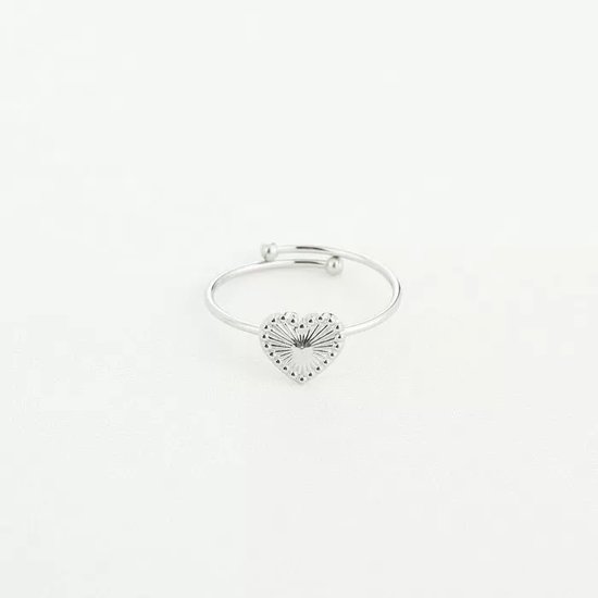 Ring Heart - Michelle Bijoux - Ring - One size - Stainless Steel - Zilver