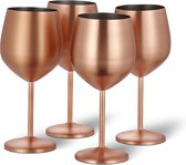 4 grands verres à vin élégants en cuivre-or rose, 540 ml - coffret cadeau en verre incassable pour bar à domicile, mariage, anniversaire, fête d'anniversaire