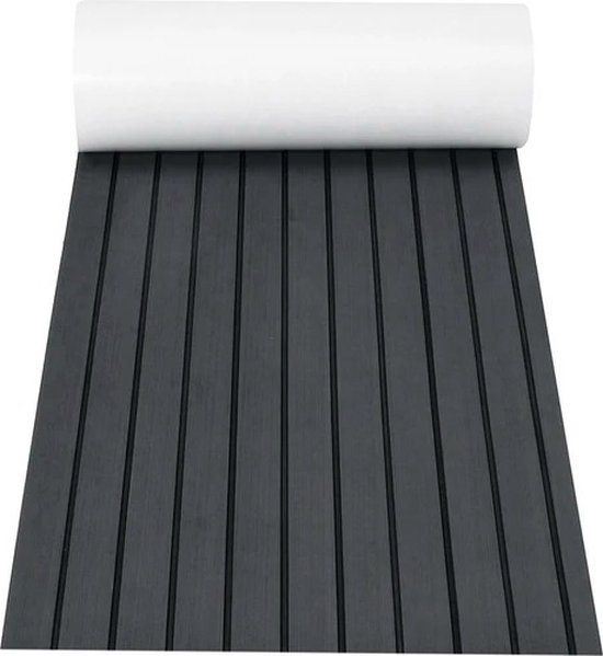 Empire's Product Decking Zelfklevende Bootmat - EVA Teak Foam Decking Mat - Teak Boten Vloerbedekking - Teakhouten Jachtvloeren - Teak Vloerbedekking Vloer - Wasbaar - 240 x 60 x 0.6 cm - Donkergrijs