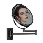 Miroir de maquillage, mural, 20 cm, 1X/10x, miroir grossissant, rotatif à 360 degrés, noir, idéal pour salle de bain, chambre à coucher, chambre d'hôtel et dressings